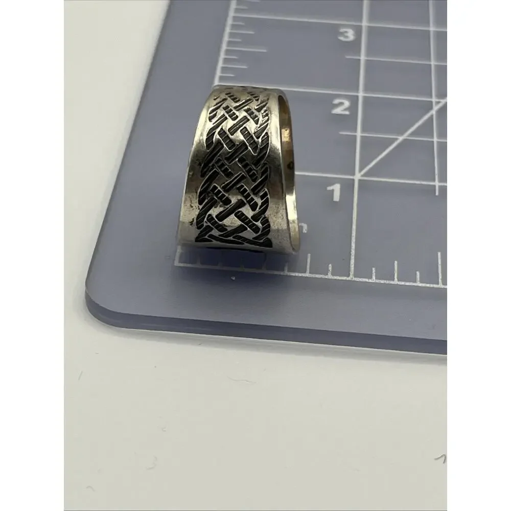 STERLING SILVER Oxidized CELTIC KNOT BAND RING Men’s SIZE 11.5 925 Vintage Rare